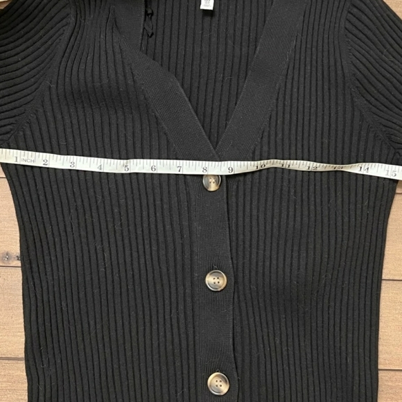 & Other Stories Black Ribbed Ruffle Cardigan - Picture 8 of 10